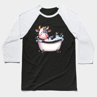 Cute Baby Cow In Bathtub Baseball T-Shirt